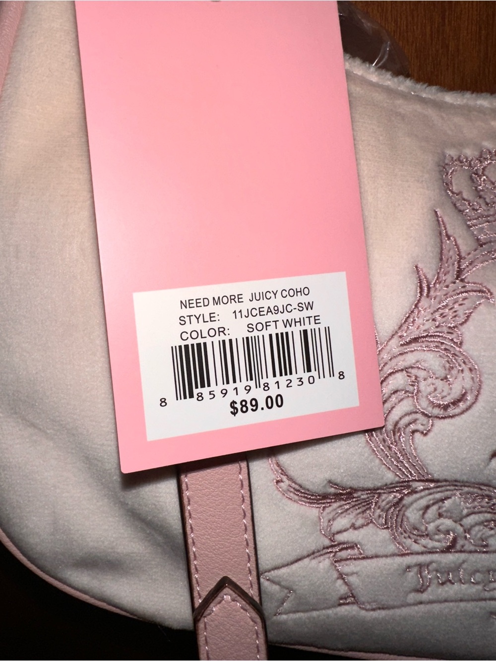 Juicy Couture “Need More Juicy Coho” Shoulder Bag, white/pink - Picture 3 of 5